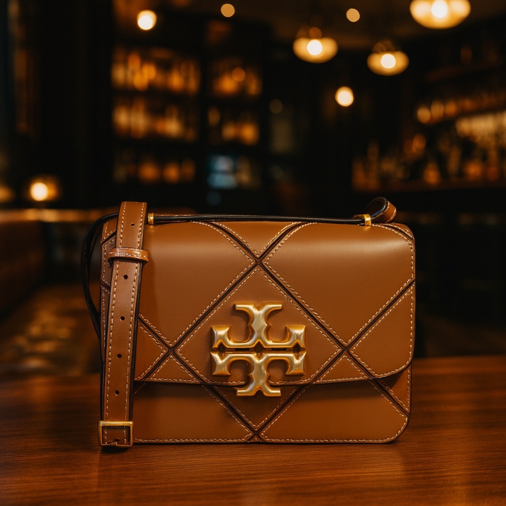 Tory Burch Eleanor Classic Cuoio Tan Quilted  Leather Shoulder Bag/Crossbody Bag